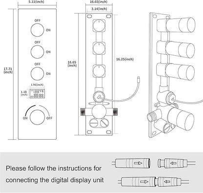 Digital Display Shower System Brushed Nickel Shower Faucet Set with 14X20 inch Ceiling Mounted Shower Head and 8 inch Wall Mounted Shower Head Combo, Handheld Shower