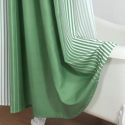 90 Inch Green Shower Curtain, Extra Long Sage Green and White Gradient Vertical Stripe Waterproof Polyester Shower Curtains for Bathroom, 72x90 Inches