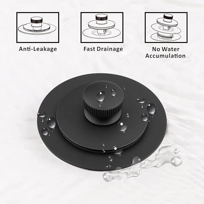 Artiwell Universal Lift and Turn Bath Drain Stopper and Cover, Bathtub Drain Stopper, Replaces Lift and Turn, Tip-Toe and Trip Lever drains for Tub, EZ Installation and Clearing (MATT Black)