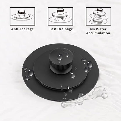 Artiwell Universal Lift and Turn Bath Drain Stopper and Cover, Bathtub Drain Stopper, Replaces Lift and Turn, Tip-Toe and Trip Lever drains for Tub, EZ Installation and Clearing (MATT Black)