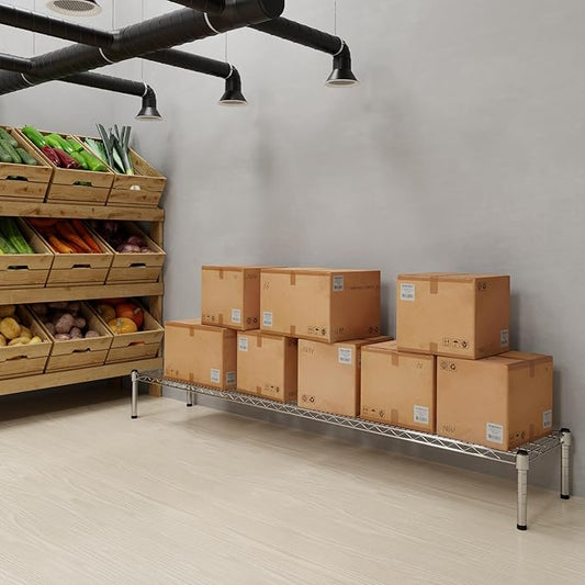 14" Deep x 72" Wide x 8" Height 1-Tier Wire Shelving Kit | NSF Commercial Storage Rack Unit