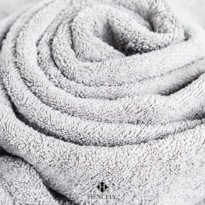 Hencely Luxury Hand Towel - Set of 2 (16x28 Inches) - Soft Turkish Cotton, Absorbent, Quick-Drying Face, Body, Kitchen, and Bathroom Towel (Hand Towels 2 Pack, Silver)