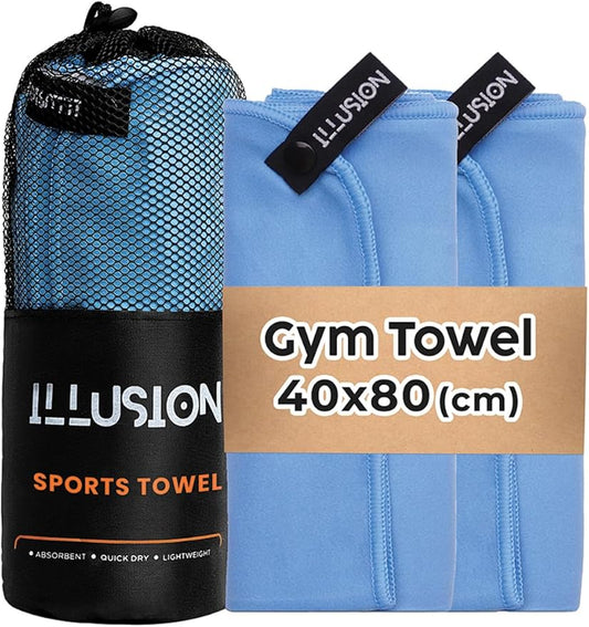 illusion Small Microfiber Gym Towels for Men and Women Active Sports (32" L x 16''W)-Lightweight Quick Dry Gym Towel for Sweat-Workout Towels Ideal for Yoga, Camping, Running, and Outdoor Activities