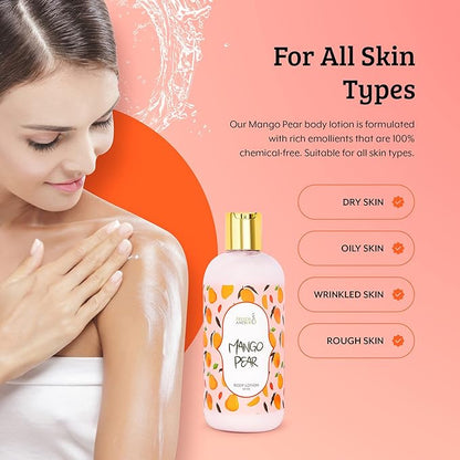 Home Spa Gift 10oz Deep Moisturizing Fragrance Body Lotion & 8 oz. Fine Fragrance Body Mist Set Luxury Self-Care Combo for Women and Girls (Mango Pear)