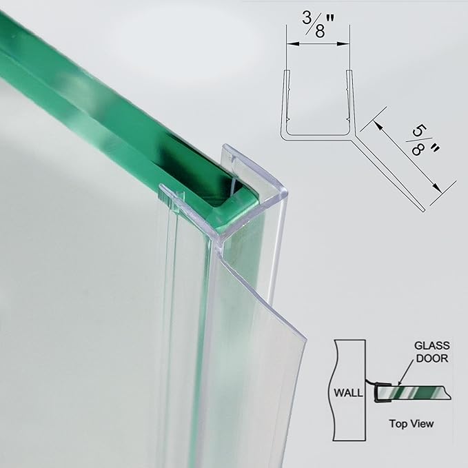Shower Door Seal Strip Kit 3 Packs, 2 PCS 80" Shower Door Side Seals and 1 PC 36" Shower Door Sweep Bottom Seal for 3/8" (10mm) Thick Glass Shower Door Polycarbonate