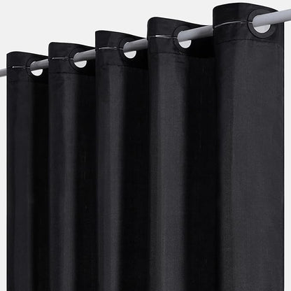 No Hook Stall Size Shower Curtain,Polyester Fabric Small Narrow Shower Curtain Liner with 6 Plastic Split Grommets,Machine Washable & Waterproof Hotel Style Curtains for Bathroom,Black,48x84 Inch
