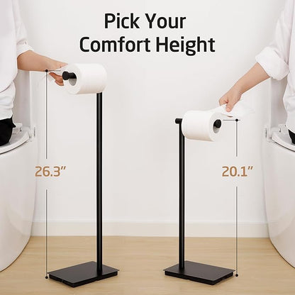 KES Black Toilet Paper Holder Stand Bathroom Freestanding Toilet Tissue Paper Roll Holder, 20" H SUS304 Stainless Steel Rustproof Weighted Base Matte Black, BPH286S1A-BK