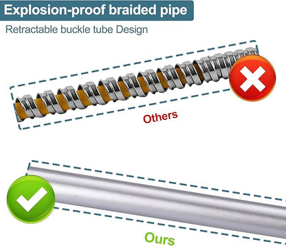 Aleasha 101 Inches Extra Long Shower Head Hose Extension for Bathing, Toilet Cleaning, Dogs, Bathroom - Chrome Handheld Shower Hose
