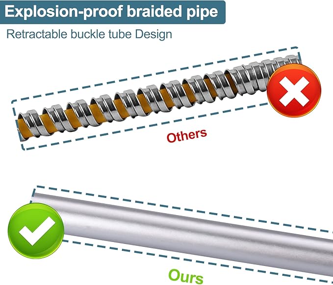 Aleasha Shower Hose, 81 Inches Extra Long Shower Head Hose Extension for Bathing Toilet Cleaning Dogs Bathroom Bathing Chrome Handheld Shower Hose
