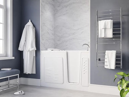 ANZZI Walk-In Bathtub 30" x 53" Whirlpool Acrylic Right Drain Quick Fill Fast Drain 9 Hydro Jets Chromatherapy Heater ADA Compliant Slip-Resistant Seat Grab Bar Extension Kit | AMZ3053RWH