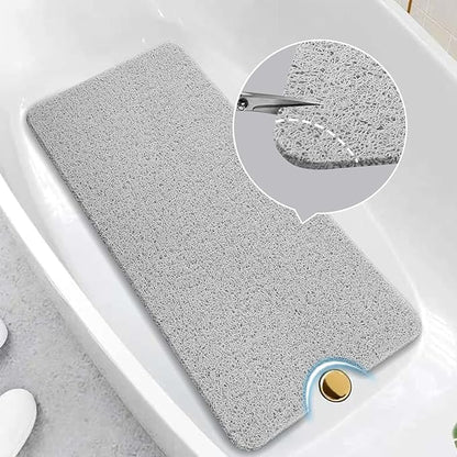 Asvin Soft Textured Bath, Shower, Tub Mat, 47x16 Inch, Phthalate Free, Non Slip Comfort Bathtub Mats with Drain, PVC Loofah Bathroom Mats for Wet Areas, Quick Drying
