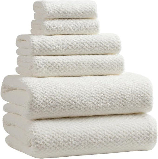 Extra Large Bath Towels Set for Bathroom 30x60 Inches Super Soft Light Weight Quick Dry Microfiber Shower Towels (White,6 Piece)