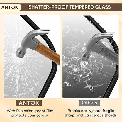 Antok 2-Pack Bathroom Mirrors, 22"x30" Double Wall Mirrors, Decorative Mirror Vanity Mirror Aluminum Alloy Frame Contemporary Hanging for Living Room Bathroom Entryway, Black