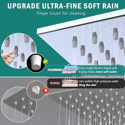 ENGA Shower Faucet Set, Dual Head Shower System 10" & 6" Square Rain Shower Heads with 2 in 1 Handheld Spray, 3 Way Water Diverter, Chrome