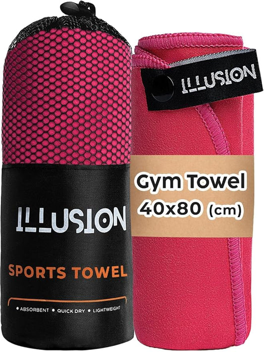 illusion Small Microfiber Gym Towels for Men and Women Active Sports (32" L x 16''W)-Lightweight Quick Dry Gym Towel for Sweat-Workout Towels Ideal for Yoga, Camping, Running, and Outdoor Activities