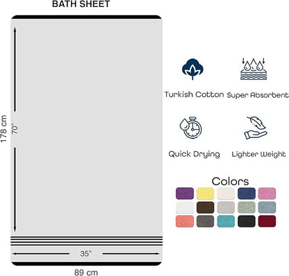 Hawmam Linen Jumbo Large Bath Sheets Towels 2 Pack Soft and Absorbent, Premium Quality 100% Cotton Towels (Black, Bath Sheet)