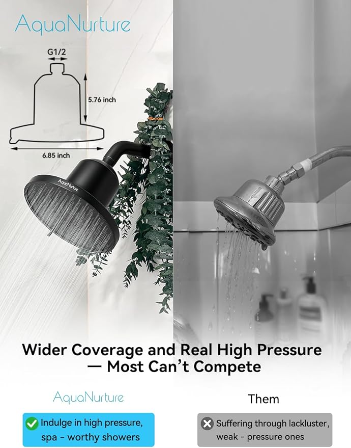 Filtered Shower Head with Filters, Best Shower Heads High Pressure 3 Modes 7 Inch Rain Filter Showerhead for Healthier Hair & Skin, Remove Chlorine and Heavy Metals For Hard Water,Black 1.8 GPM