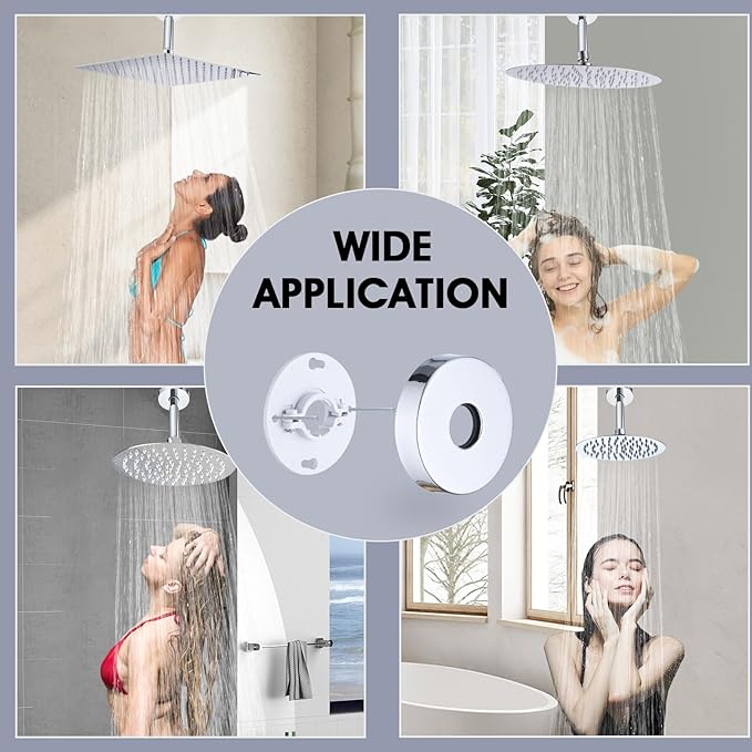 6 Inch Shower Arm with Flange and Stabilizer Bracket, Ceiling Mount Replacement Rain Shower Head 304 Stainless Steel Straight Arm For Fixed Shower Head, Chrome