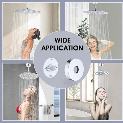 6 Inch Shower Arm with Flange and Stabilizer Bracket, Ceiling Mount Replacement Rain Shower Head 304 Stainless Steel Straight Arm For Fixed Shower Head, Chrome