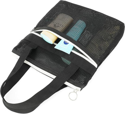 Mesh Shower Caddy Portable with Zipper & 2 Pockets - Quick Dry Shower Caddy Hanging for Travel Gym Camp Beach - Organizer Bag Bathroom Essentials for College Dorm