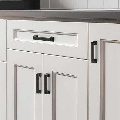 Ravinte Hardware 15 Pack Matte Black Cabinet Pulls, 3 Inch (76mm) Hole Center Zinc Alloy Drawer Handles for Kitchen Cabinets, Cupboards, Dressers, Square Solid Metal Hardware