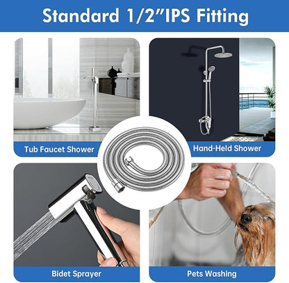 RUMOSE 98 inches Shower Hose Extra Long Stainless Steel Shower Tube Attachment Flexible Handheld Shower Sprayer Hose, Polished Chrome