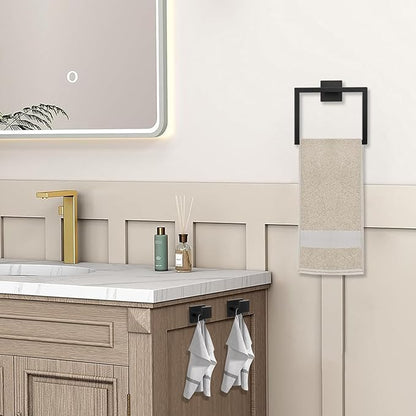 5 Piece Bathroom Towel Bar Set - SUS304 Stainless Steel Bath Towel Holder, 15.7 Inch Towel Racks for Bathroom Wall Mounted, Bathroom Hardware Accessories Set - Matte Black