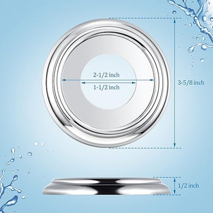 Enhon 2 Pack Metal Tub Spout Cover Ring, Bathroom Faucet Remodeling Wall Plate with Foam Gasket, 1-1/2 Inch ID and 3-5/8 Inch OD(Chrome)