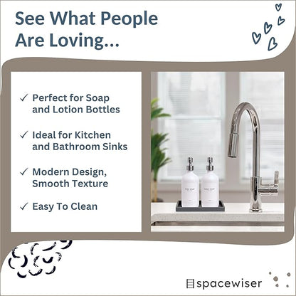 Countertop and Vanity Tray - 2 PC Small 7.7" Silicone Bathroom Trays, Kitchen Soap Tray, Dish Sponge Soap Holder Kitchen Sink Organizer Caddy, Bathroom Counter Trays for Lotion Dispenser