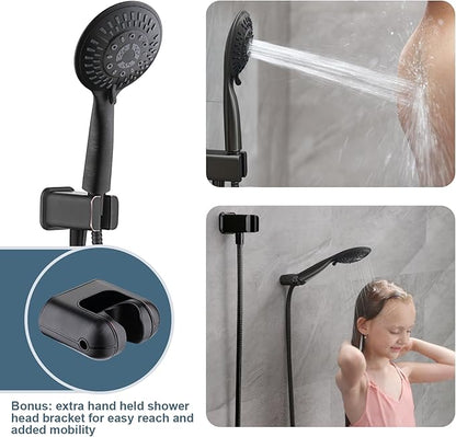 BRIGHT SHOWERS Shower Faucet Set, Shower Heads System with Rainfall Shower Head and Handheld Showerhead Combo, Shower Valve and Trim Kit, Wall Mounted Shower Holder and Shower Hose, Oil-Rubbed Bronze