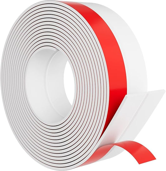 Heavy-Duty 20 ft x 2 in Weather Stripping, Door Draft Stopper Silicone Seal Strip for House and Glass Shower Doors for Collision and Side Gaps of Door and Windows, White