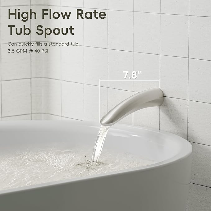 Gabrylly Bathtub Shower System, Shower Faucet Set with Tub Spout, High Pressure 10" Rain Shower head with Handheld Spray, Shower Fixtures with Pressure Balance Shower Valve, Brushed Nickel