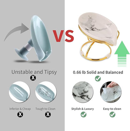 Leaf-Shaped Ceramic Soap Dish with Drain, Holder, Saver, Tray, Bar Soap Holder, Easy Cleaning, for Shower Bathroom Kitchen Sink Bathtub, Pro-Environment White