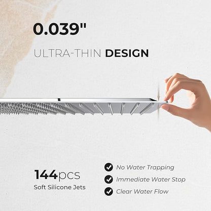 Rain Shower Head - 12 Inch High Pressure Shower Heads 304 Stainless Steel Ultra Thin Square Showerhead Pressure Boosting Design, Ceiling or Wall Mount, Chrome