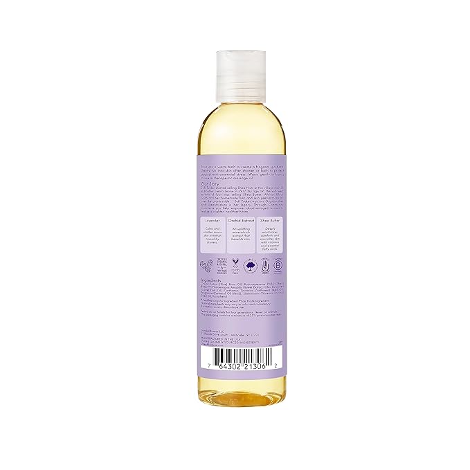 SheaMoisture Bath, Body and Massage Oil Lavender Wild Orchid Calming Moisturizer for Sensitive Skin 8 oz