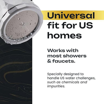 Shower with Internal Filter – Kit with 2 High-Pressure Water Softeners for Hard Water – Includes Replaceable Filters and Easy-Install Kits – Silver – My Purefilter