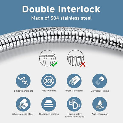 Chorme Shower Hose Extra Long 304 Stainless Steel Handheld Showerhead Hoses,Anti Winding Interface, With Brass Insert And Nut - durable Rv Shower Hose Replacement Soft 59 Inches Bidet Hoses