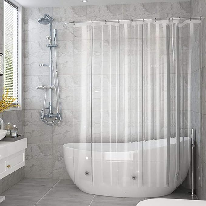 AooHome Clear Shower Curtain Liner, 8 Gauge Eva Extra Long Shower Curtain with Hooks, Bottom Magnets, Water Repellent, Heavy Weight, Rust Proof Grommets, 72x78 Inches
