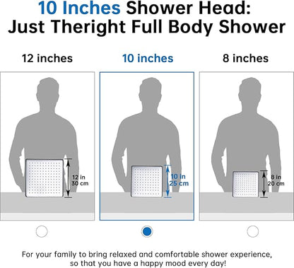G-Promise All Metal 10 Inches Rain Shower Head with Handheld Built-in Power Wash Mode, 3-way Diverter with Pause Setting, 11 Inches Adjustable Extension Arm with Lock Joint, Long Hose (Chrome)