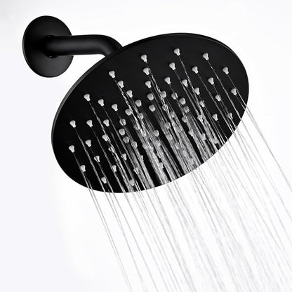 Rainfall Shower Head, MEDIOMI Rain Shower Head Set - Ultra-Thin Design High Flow Stainless Steel Large Round Rain Shower Heads with Shower Arm and Flange (8-Inch, Matte Black)
