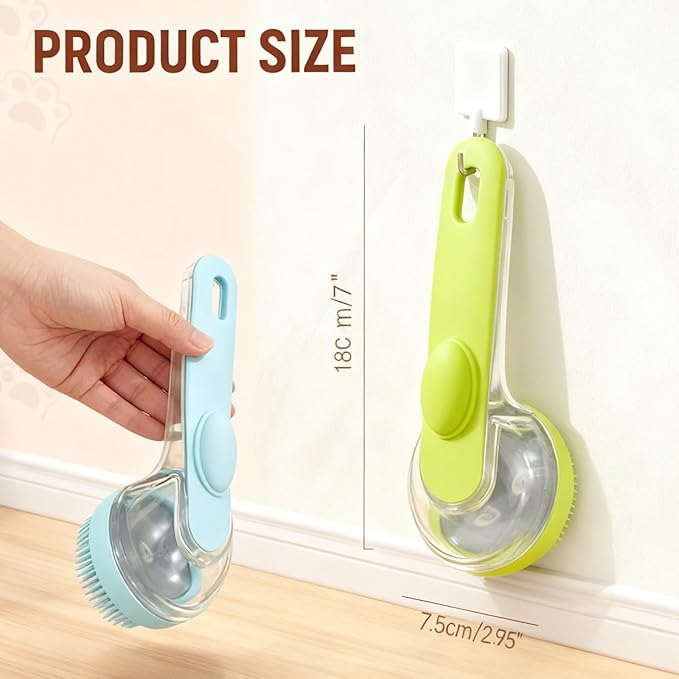 Pet Bath Brush 2 in 1 Dog Shampoo Brush with Built-in Shampoo Dispenser for Long Short Haired Dogs Cats Bubble Maker for Bathing Grooming (Yellow)
