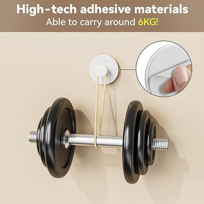 Adhesive Wall Hook for Coat and Towel: Extra Sticky 12 LB (Max), Stainless Coat Rack Door Holder Hanger, White 6-Pack Heavy Duty
