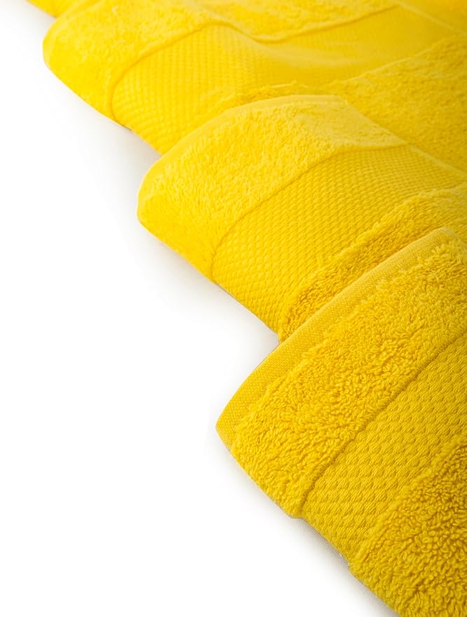 Hencely 6-Piece Bath Towel Set - High Absorbency, Quick Drying - 100% Soft Turkish Cotton - 2 Bath Towels, 2 Hand Towels, 2 Washcloths - for Bathroom, Home, Hotel, Spa, and Gym - 6-Pack Yellow