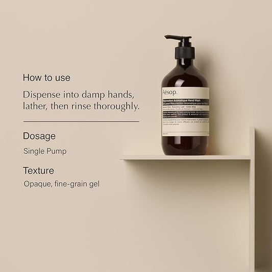 Aesop Resurrection Aromatique Hand Wash | Gentle Cleanser with Orange, Rosemary and Lavender Oils | 500mL / 16.9 oz (Pack of 3)