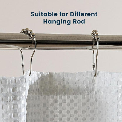 SLEEP ZONE Shower Curtain Liner, Waffle Shower Curtains for Bathroom, Heavy Duty Thick Fabric Shower Curtains - 285GSM Luxury Weighted Polyester Bath Curtain, 72" × 80" (Pure White)