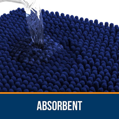 OLANLY Bathroom Rugs 47x32, Extra Soft Absorbent Chenille Bath Rugs, Rubber Backing Quick Dry, Machine Washable Bath Mats for Bathroom Floor, Tub and Shower, Home Decor Accessories, Navy