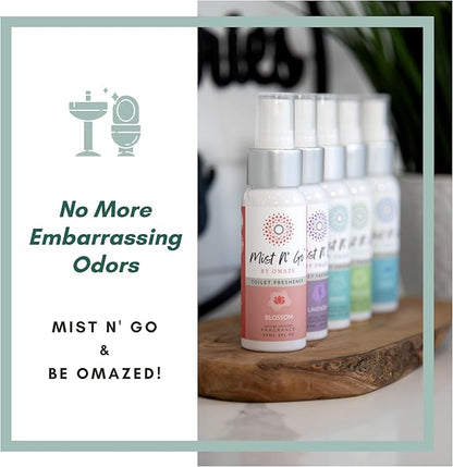 Mist N’ Go by Omaze Travel Bathroom Spray for Toilet Spray Odor Eliminator - Travel Toilet Spray for Bathroom Air Freshener Spray for Bathroom Deodorizer - Popular Mix, Regular Size (2oz x2)