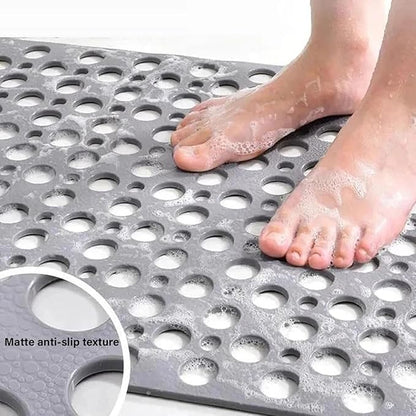 Casa and Beyond Shower Mat,Non Slip Bath Mat and Shower Mat with Suction Cups and Drain Holes,Bathroom Mat Easy to Clean Soft Machine Washable,Bathtub Mat Easy Dry&Cut (Pink,28" x 28"(Rectangular))