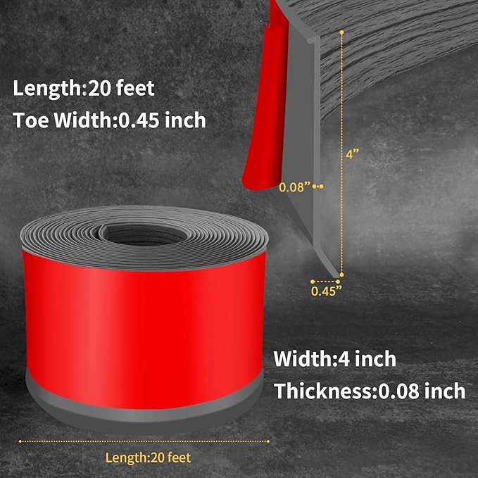 Flexible Baseboard Molding Trim 4 Inch Self-Adhesive Vinyl Wall Base Peel and Stick Cove Base Rubber Wall Baseboard Moulding Trim (20Ft, Deep Gray Wood Grain)