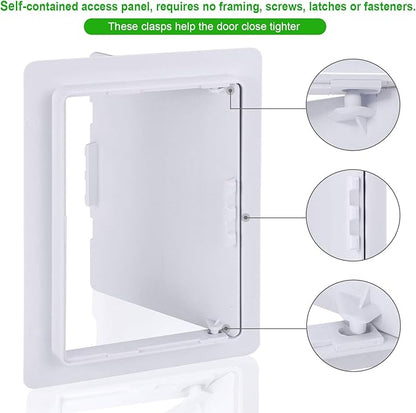 Plumbing Access Panel for Drywall 6 x 9 Inch Plastic Access Door Removable Wall Access Panel Ceiling Reinforced Hinged Durable White